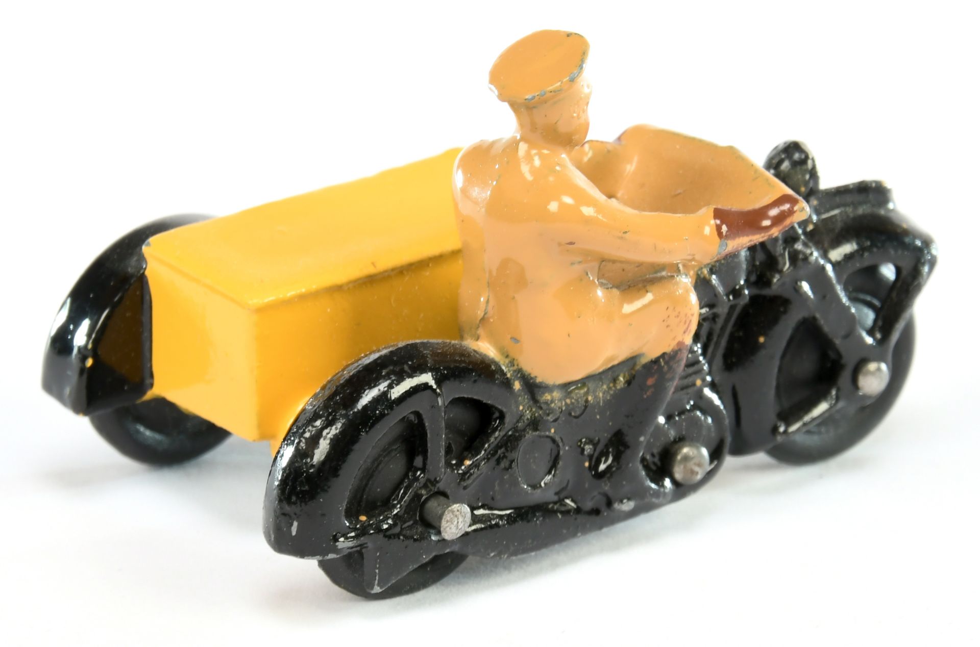 Dinky Toys 271 "TS" Motorcycle and Sidecar Export Issue - Yellow and Black with tan rider and sol... - Image 2 of 2