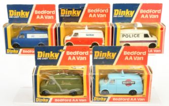 Dinky Toys 410 Bedford Promotional Vans Group Of 5 - (1) "Police",- White with red and blue strip...