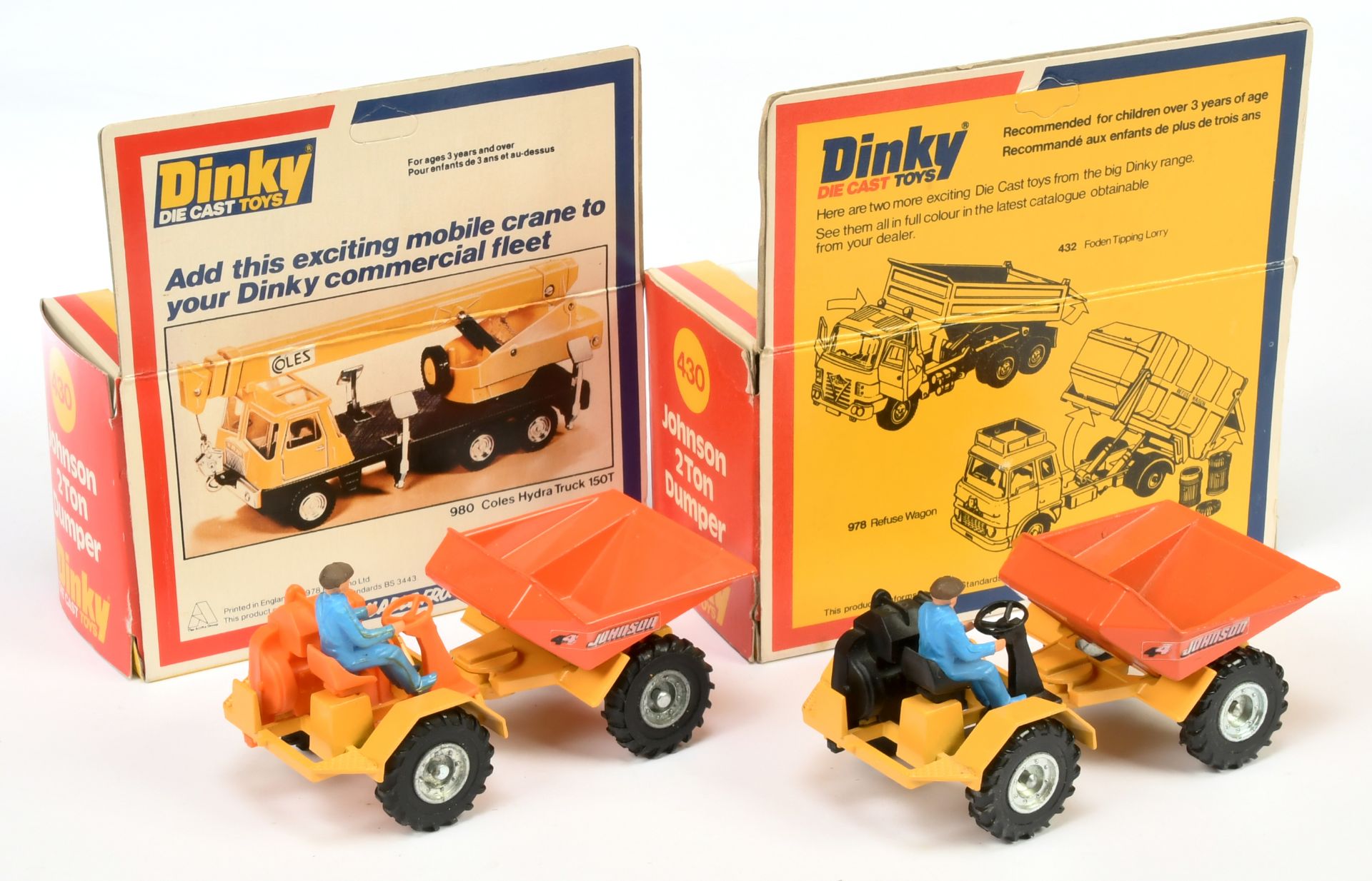 Dinky Toys 430  Johnson 2-Ton Dumper A Pair - (1) Yellow Chassis, orange dumper and plastics, cas... - Image 2 of 2
