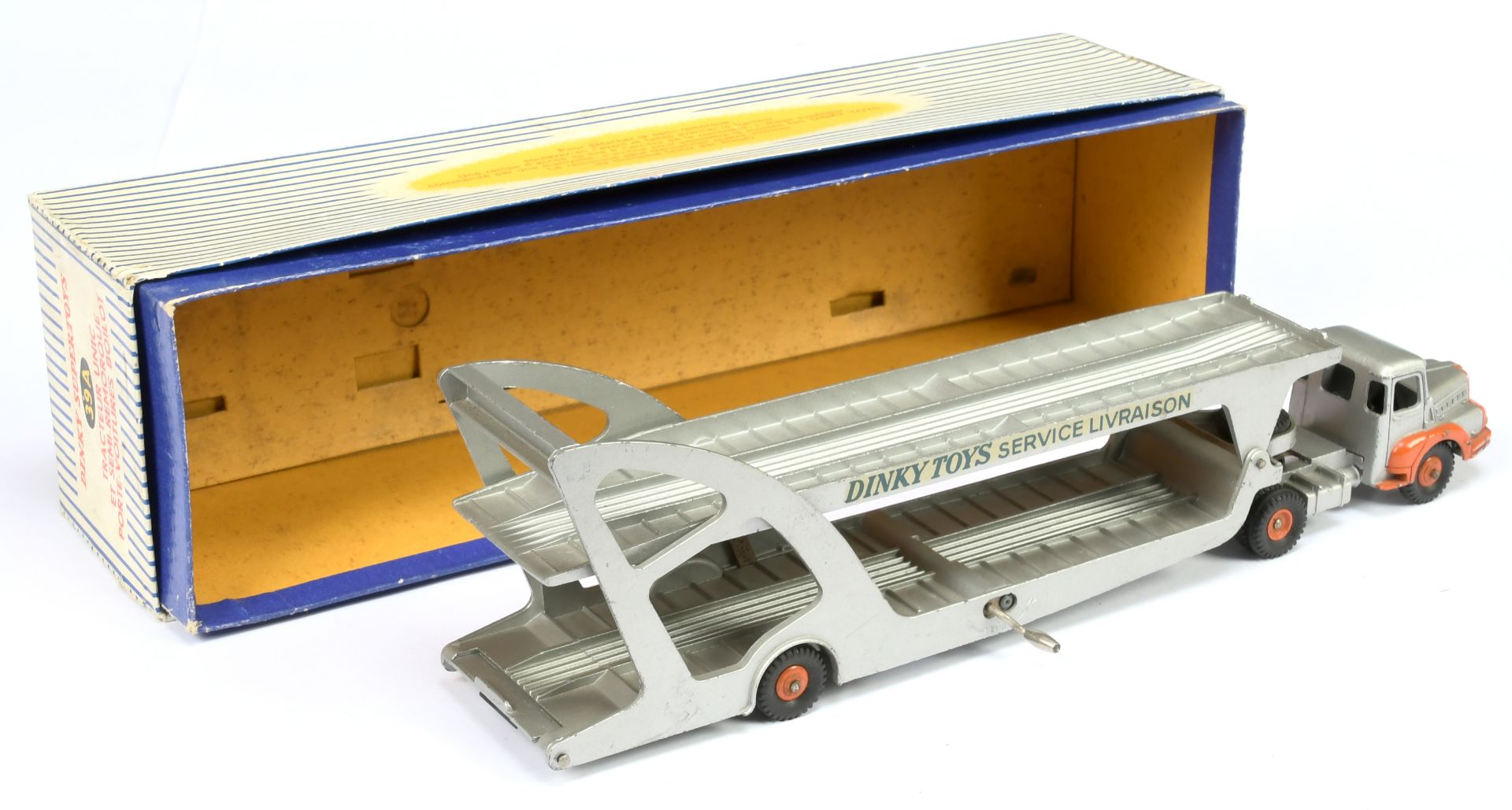 French Dinky Toys 39A Car Transporter "Dinky Toys Service Livraison" - Silver, orange including c... - Image 2 of 2