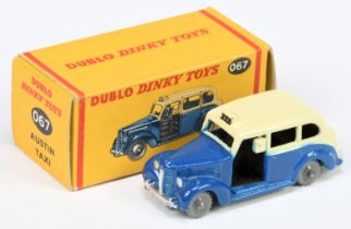 Dinky Toys Dublo 067 Austin "Taxi" - Two-Tone blue and cream, black base and interior, silver tri...