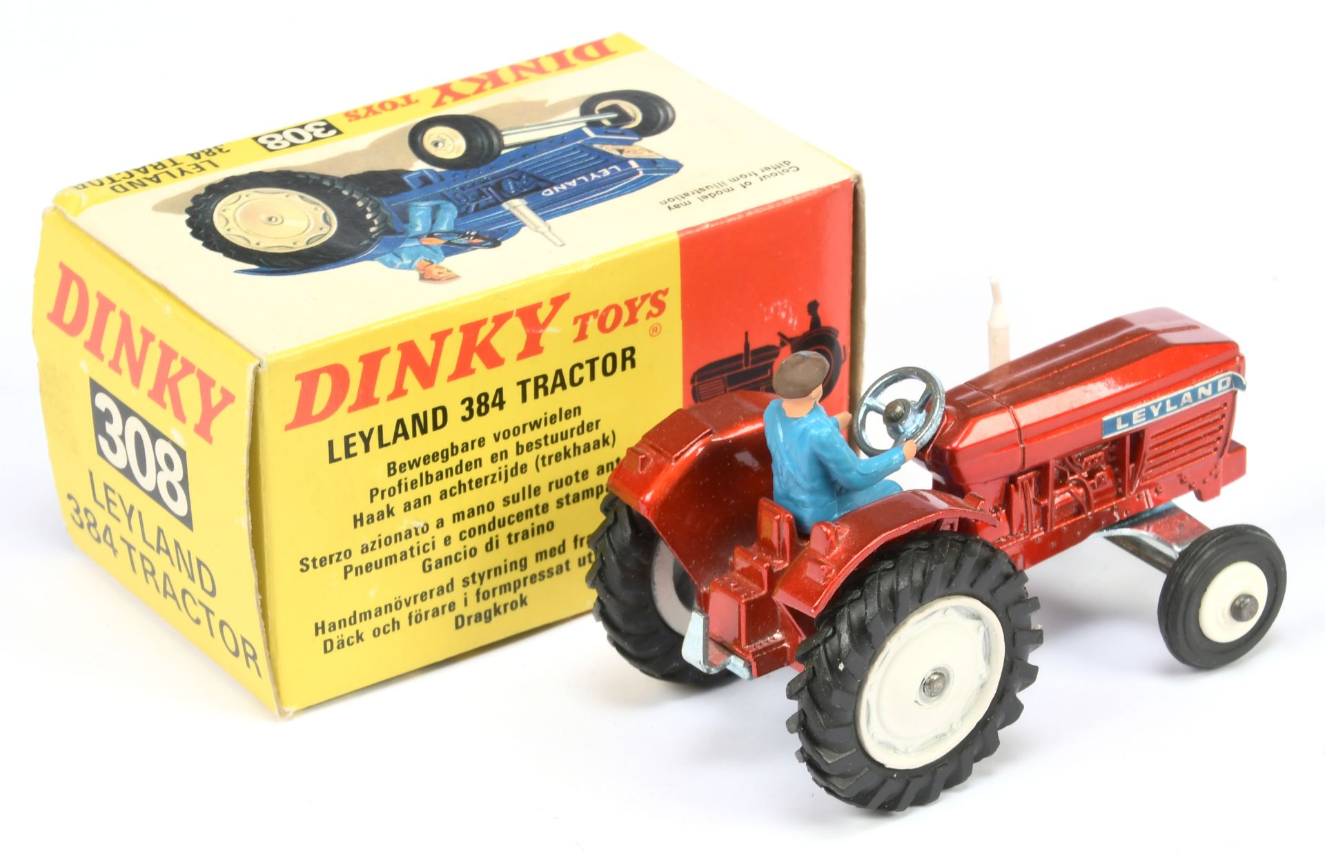 Dinky Toys 308 Leyland 384 Tractor - Metallic Red body, white hubs and chimney stack, figure driv... - Bild 2 aus 2