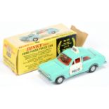 Dinky Toys 270 Ford Escort "police" Car - Turquoise Body with white doors, red interior, roof box...