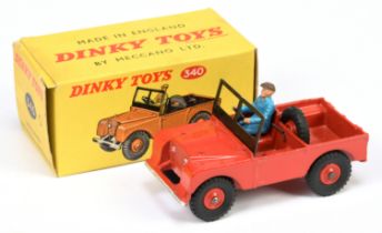 Dinky Toys 340 Land Rover - Red body, interior and plastic hubs with black treaded tyres, plastic...