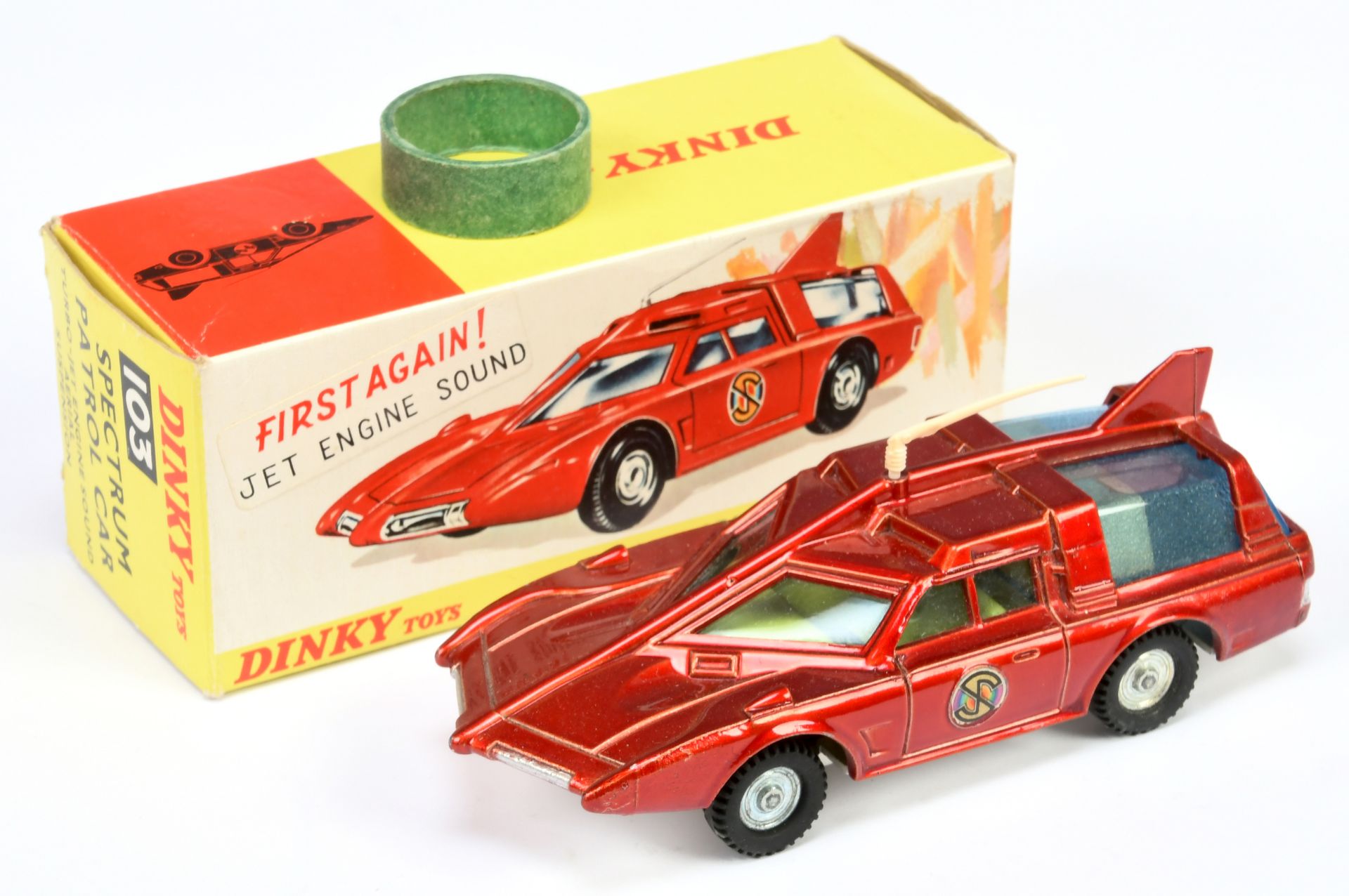 Dinky Toys 103 " Captain Scarlet" Spectrum Patrol Car - Red body, white base and plastic aerial, ...