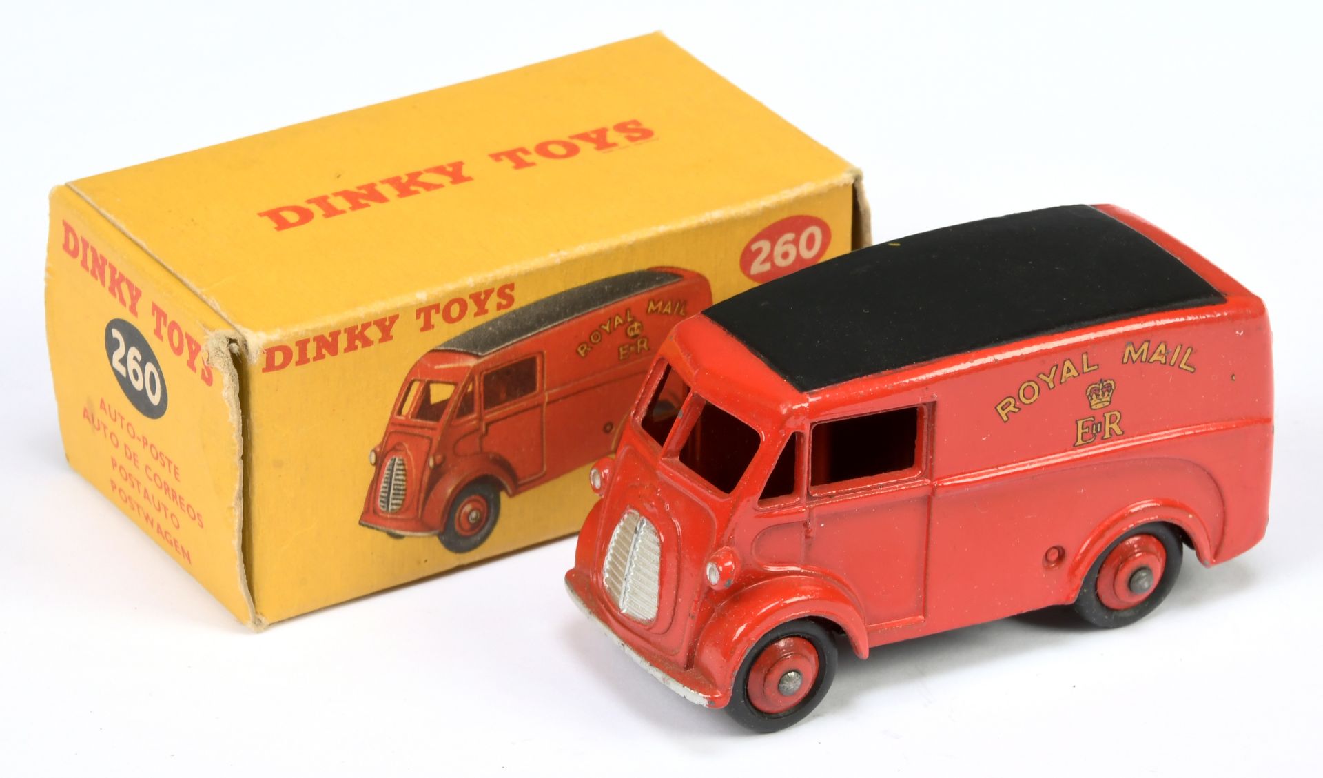 Dinky Toys 260 Morris Commercial Van "Royal Mail" - Red body and rigid hubs with smooth tyres and...