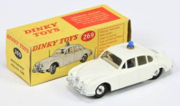 Dinky Toys 269 Jaguar 3.4 Litre "police" Car - White body, ivory interior with figures, silver tr...