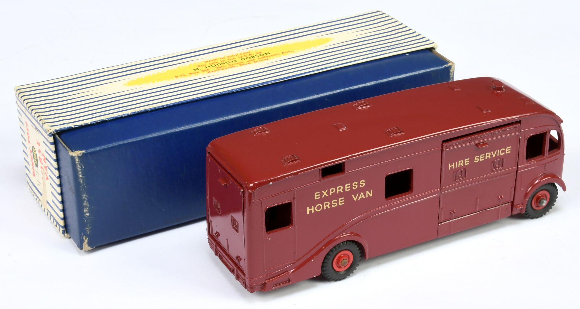 Dinky Toys 980 Horse van EXPORT ISSUE "Express Horse Box Hire Service" - Maroon body, red superto... - Image 2 of 2