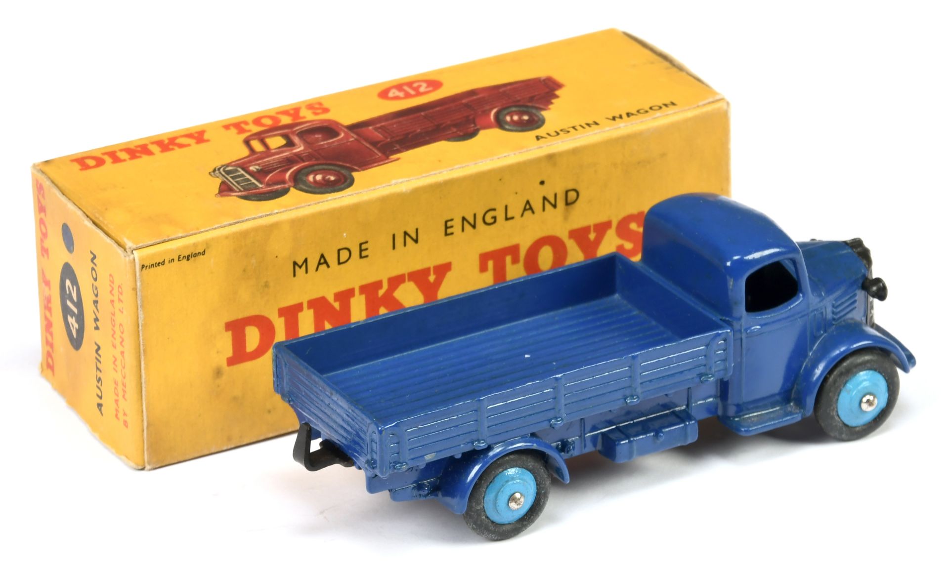 Dinky Toys 412  Austin Open back Wagon - Blue body, chassis and back, mid-blue rigid hubs with sm... - Image 2 of 2