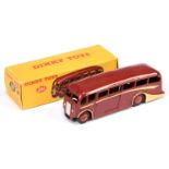 Dinky Toys 281 Luxury Coach - Maroon body, cream flashes, silver trim and red rigid hubs with smo...