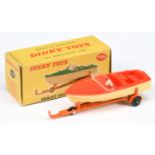 Dinky Toys 796 Healey Sports Boat On Trailer - Red, cream hull and steering wheel on orange trail...