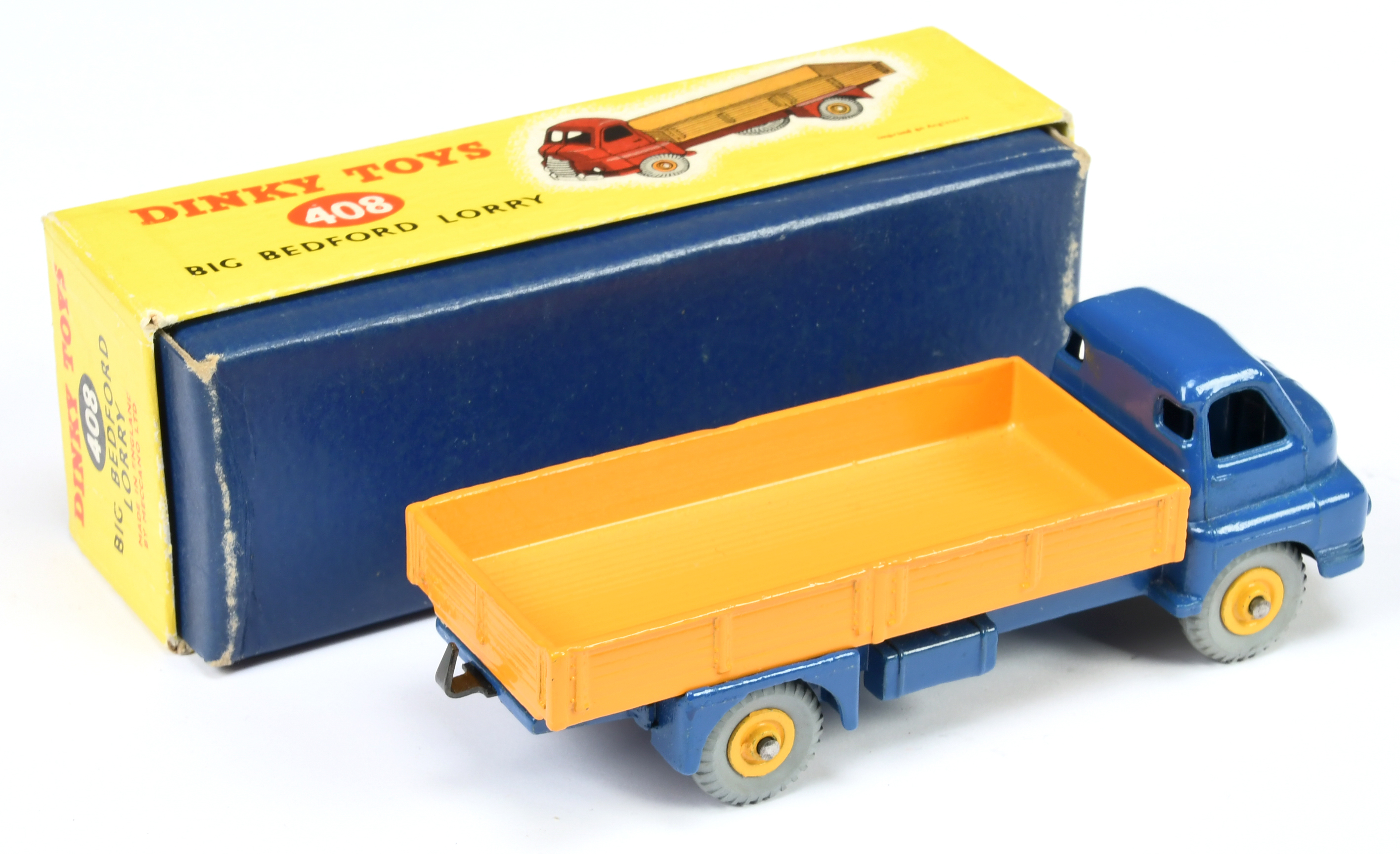 Dinky Toys 408 Big Bedford Lorry - Blue cab and chassis, deep yellow back, silver trim, bright ye... - Image 2 of 2