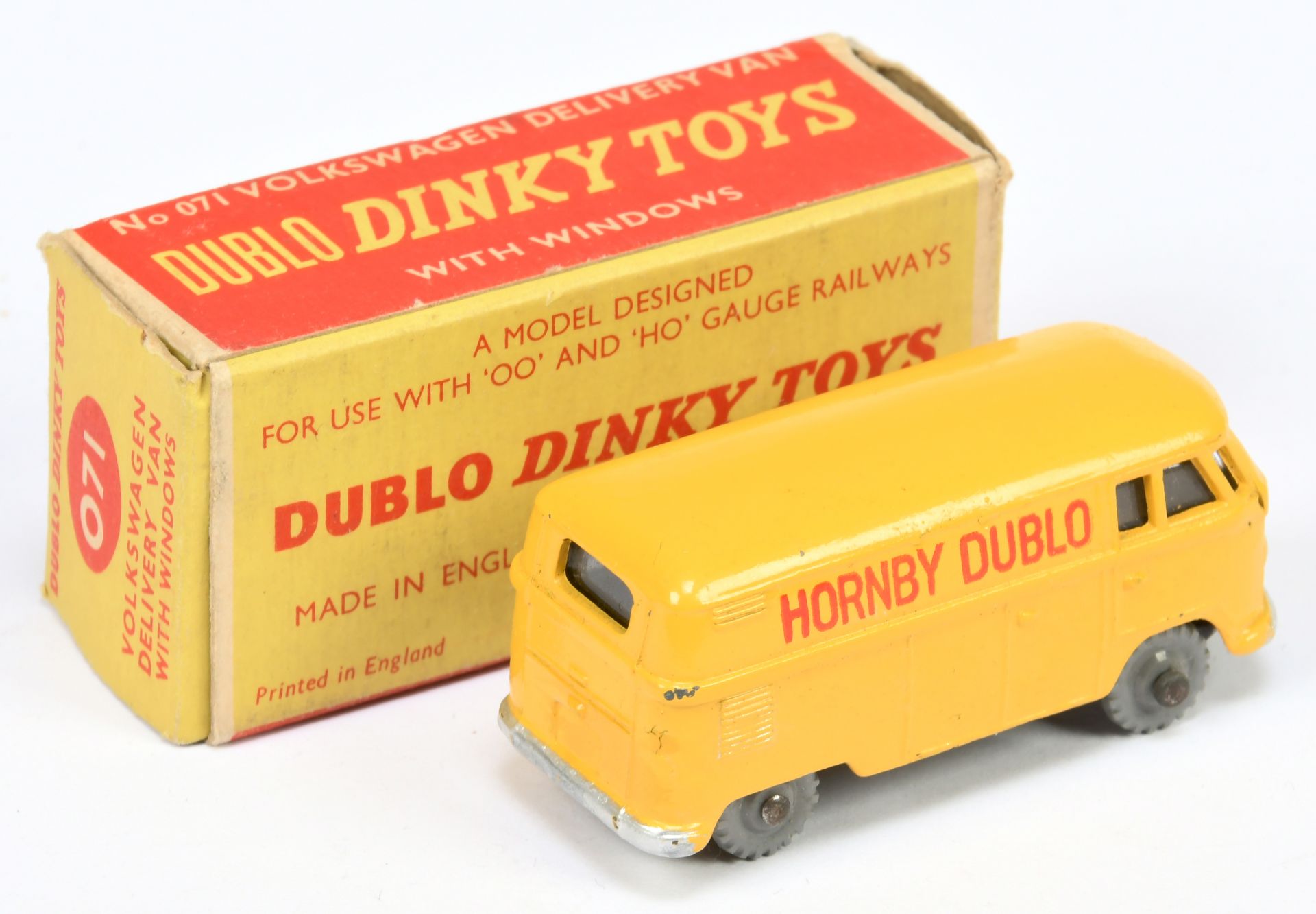 Dinky Toys Dublo 071 Volkswagen Van "Hornby Dublo" - Yellow body, silver trim and knobbly grey pl... - Bild 2 aus 2