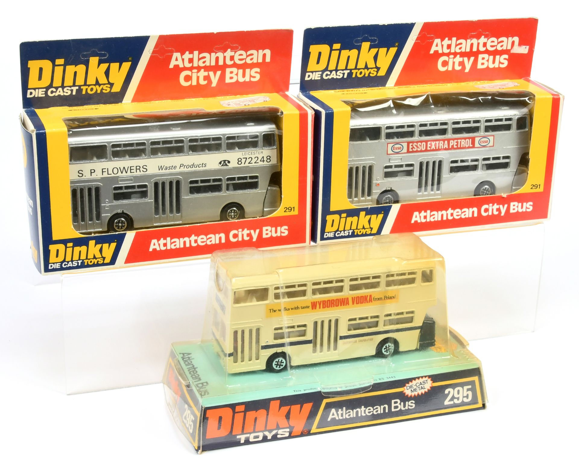 Dinky Toys  291/295 Leyland Atlantean buses Group of 3 Code 3 issues To Include (1) "Wyborowa", (...