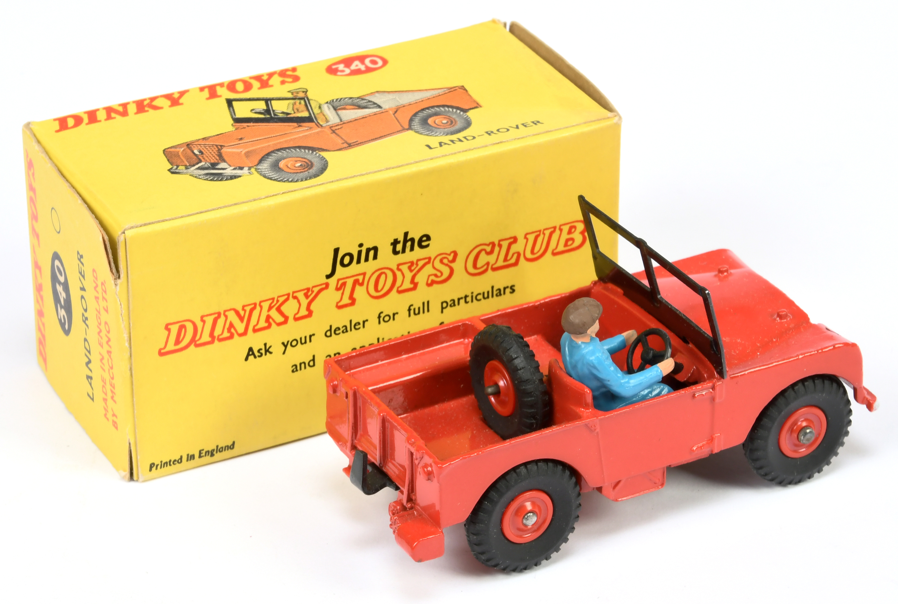 Dinky Toys 340 Land Rover - Red body, interior and plastic hubs with black treaded tyres, plastic... - Image 2 of 2
