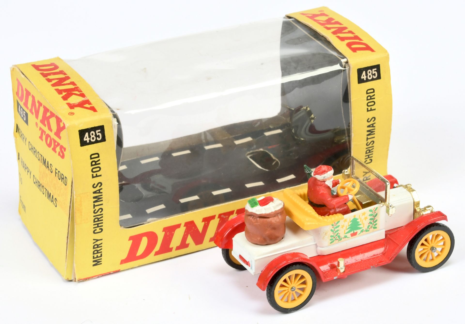 Dinky Toys 485 Ford Model T  "Merry Christmas" - White body, red chassis, yellow spoked wheels wi... - Image 2 of 2