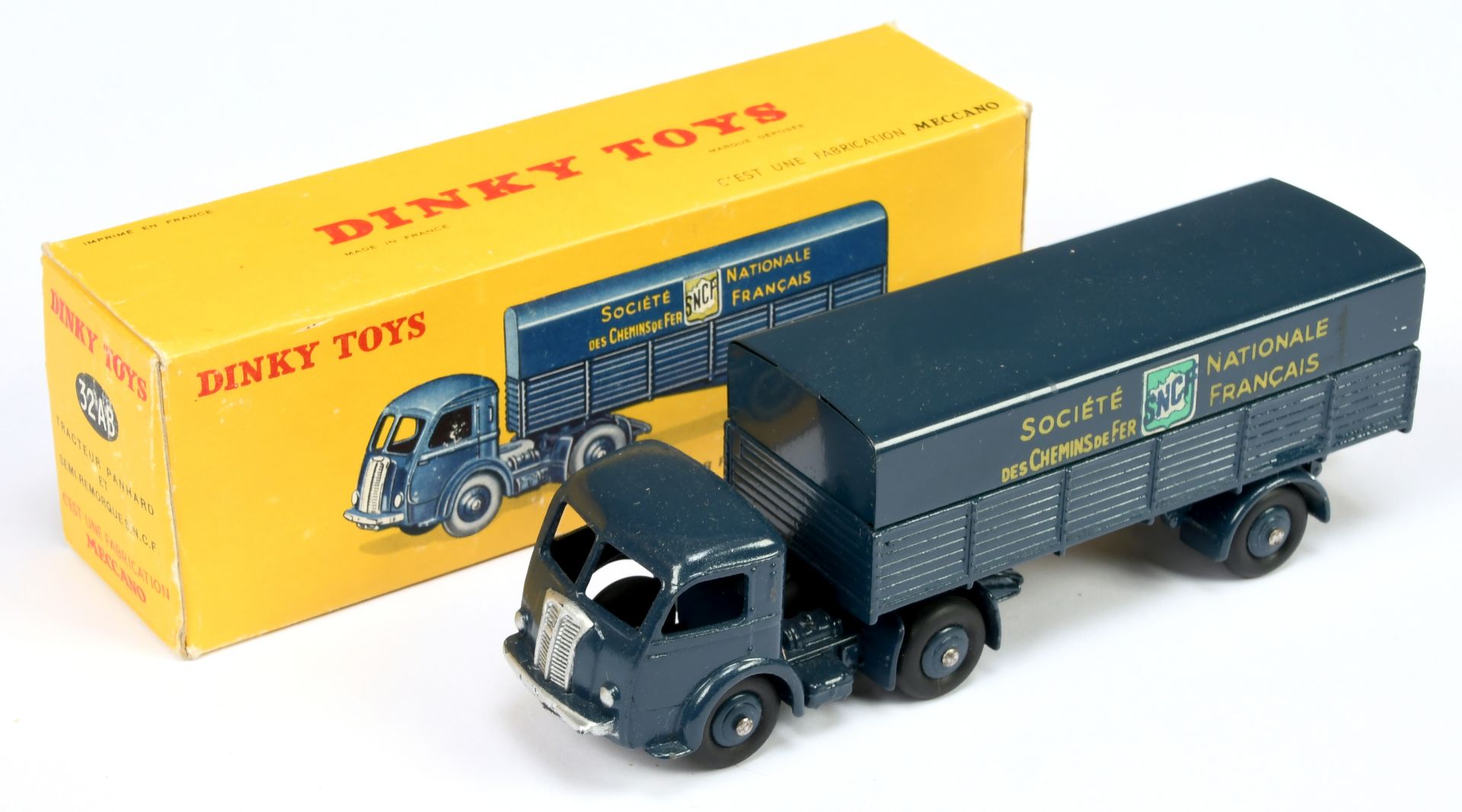 French Dinky Toys Trade Pack  32AB Panhard Articulated Truck and Trailer "SNCF"  - Blue including...