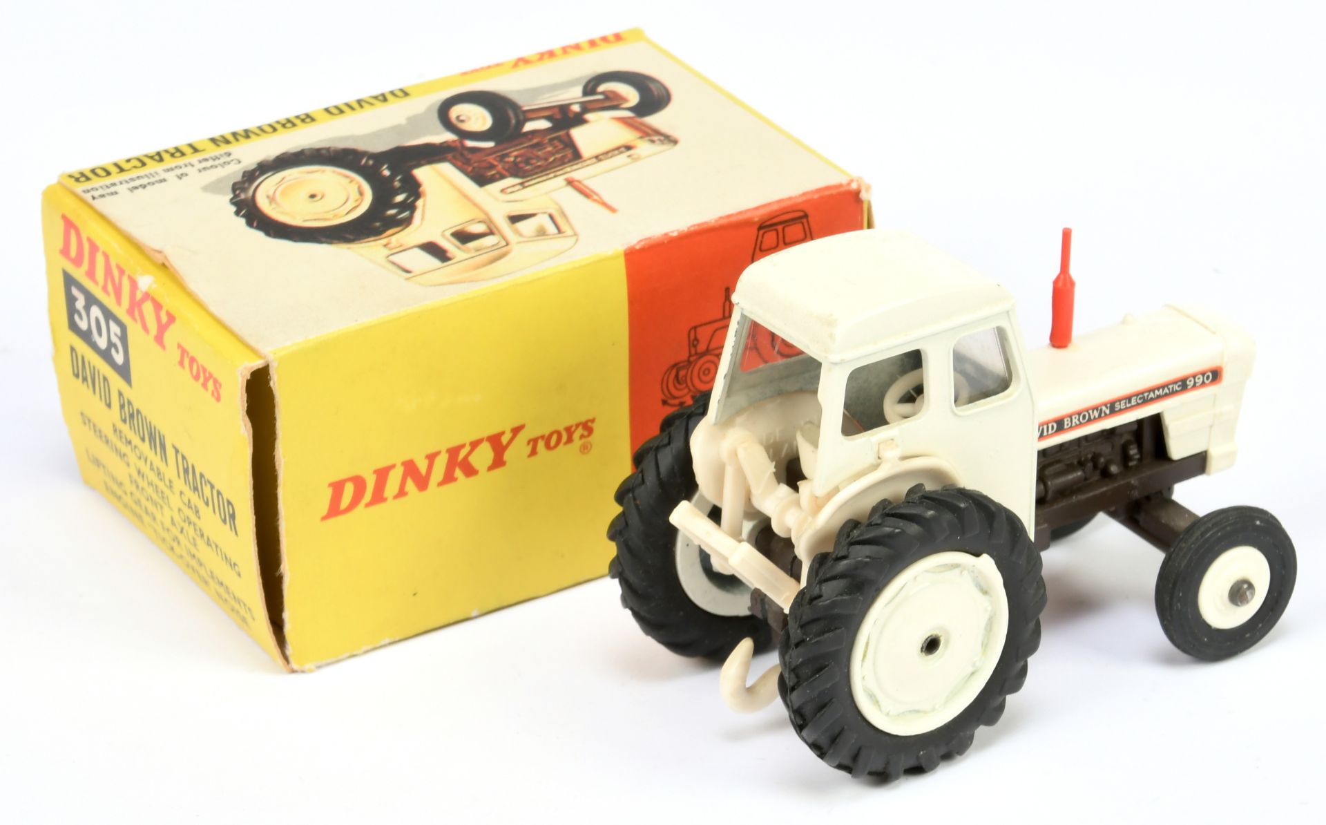 Dinky Toys 305 David Brown 990 Selectamatic Tractor -  White including cab and hubs (plastic to f... - Bild 2 aus 2