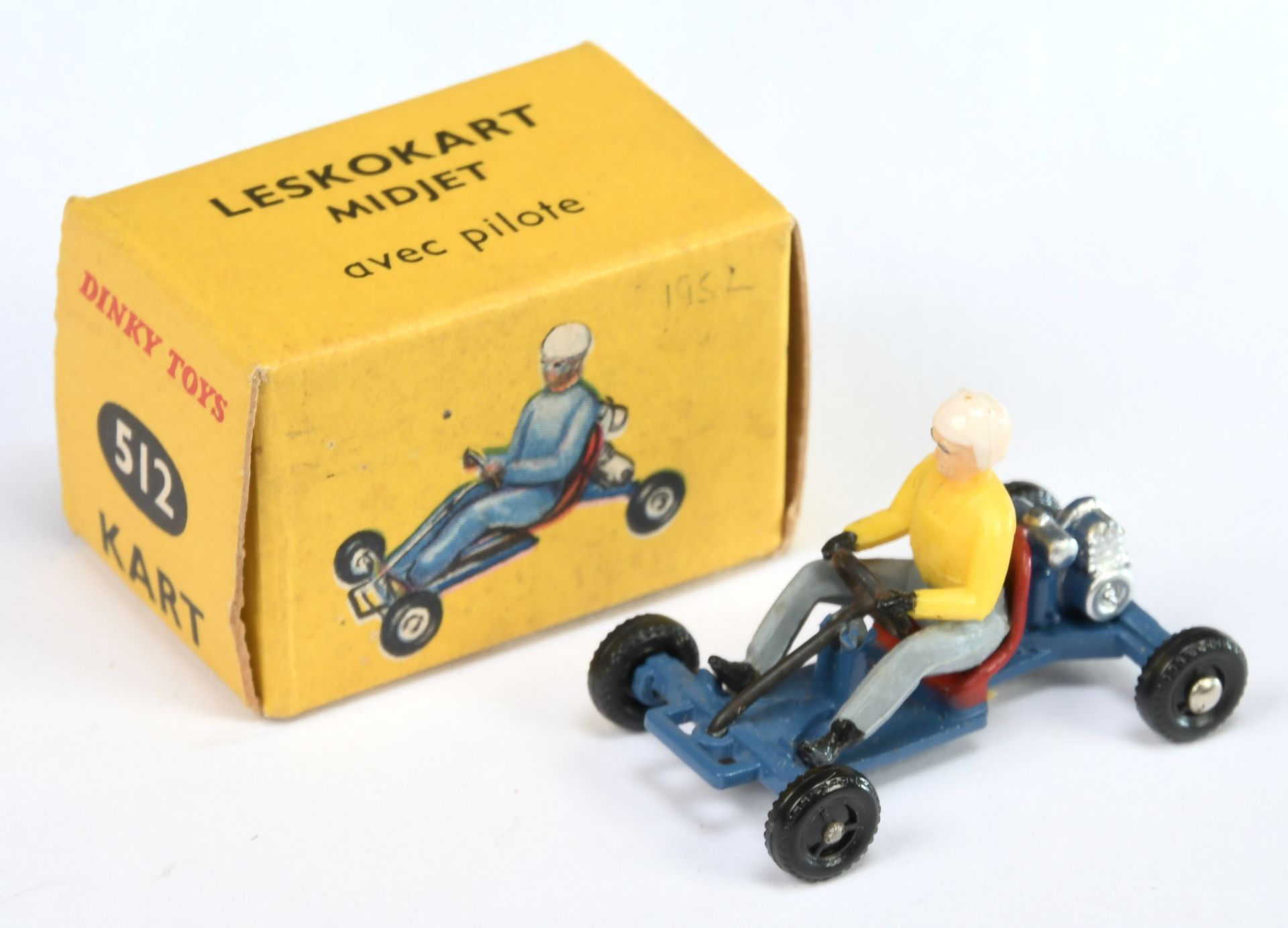 rench Dinky Toys 512 Leskokart - Blue with yellow  and grey driver, white helmet -  Excellent Plu...