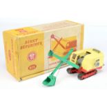 Dinky Toys 975 Ruston Bucyrus Excavator - Plastic yellow body, green jib and shovel, red base, gr...