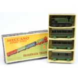 Dinky (Meccano) Pre-War 20 Passenger Train set - containing Locomotive - Green and black and 3 X ...