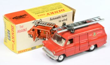 Dinky Toys 286 Ford Transit Fire Appliance "Fire Service" - Red body, Dark grey base, off white i...