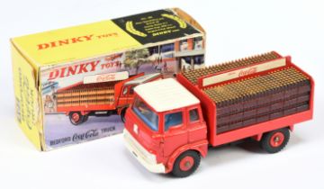 Dinky Toys 402 Bedford TK "Coca Cola" Delivery Truck - Red cab, back and plastic hubs, blue inter...