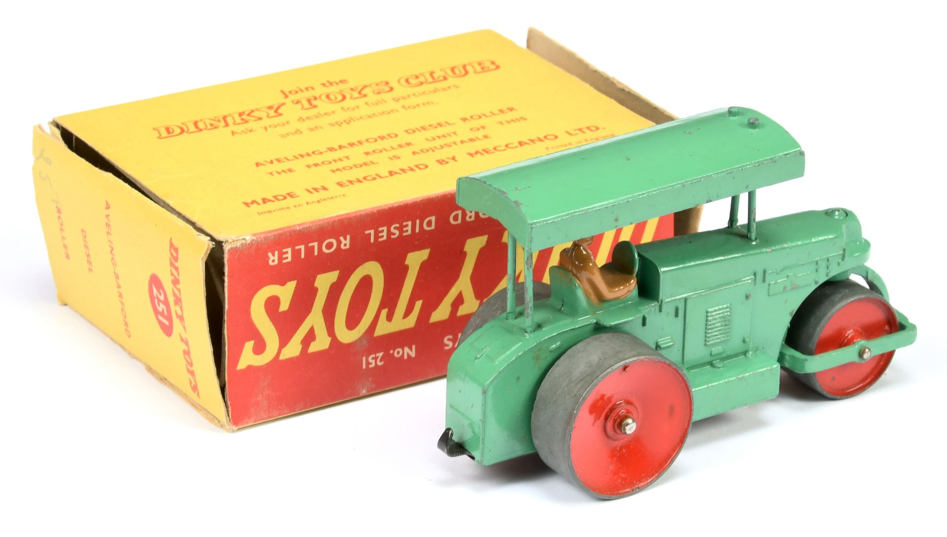 Dinky Toys 251 Aveling Barford Road Roller - Mid-green body and canopy, red metal wheels, darker ... - Image 2 of 2