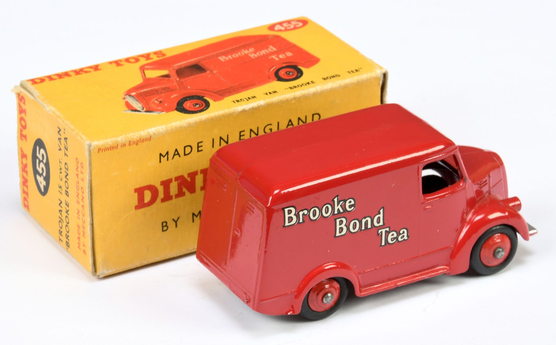 Dinky Toys 455 Trojan van "Brooke Bond Tea" - Red body and rigid hubs with smooth tyres, silver t... - Image 2 of 2