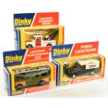 Dinky Toys  Group Of 3 Land Rovers To Include (1) 277 "Police" - Navy blue, plastic canopy, red i...