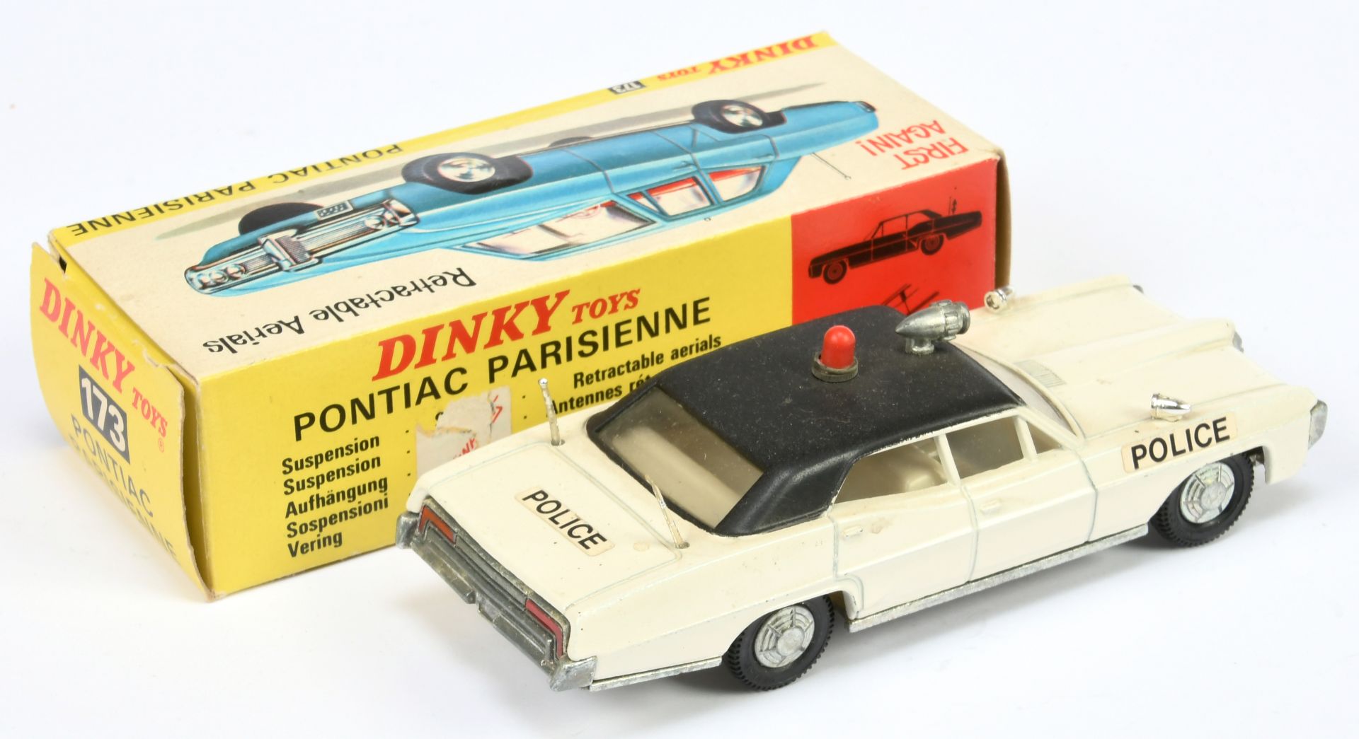 Dinky 173 Pontiac Parisienne "Police" Car - White body, black roof, off white interior with figur... - Image 2 of 2