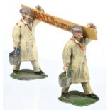 Dinky Pre-War 13 "Hall's Distemper" Figure Set - 2 X Figures with carded sign - See-Photo - Fair 