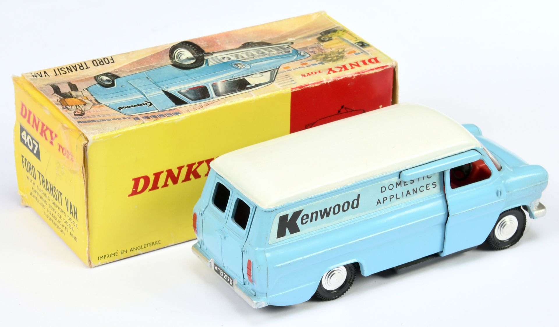 Dinky Toys 407 Ford transit van "Kenwood" - light blue body, white roof, dark grey base, red inte... - Bild 2 aus 2