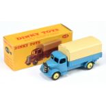 Dinky Toys 413  Austin Open Covered Wagon - Mid-blue cab and chassis, pale lemon rigid hubs with ...