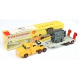 Dinky Toys 908 Mighty Antar With transformer load - Yellow unit with windows, silver trim and red...