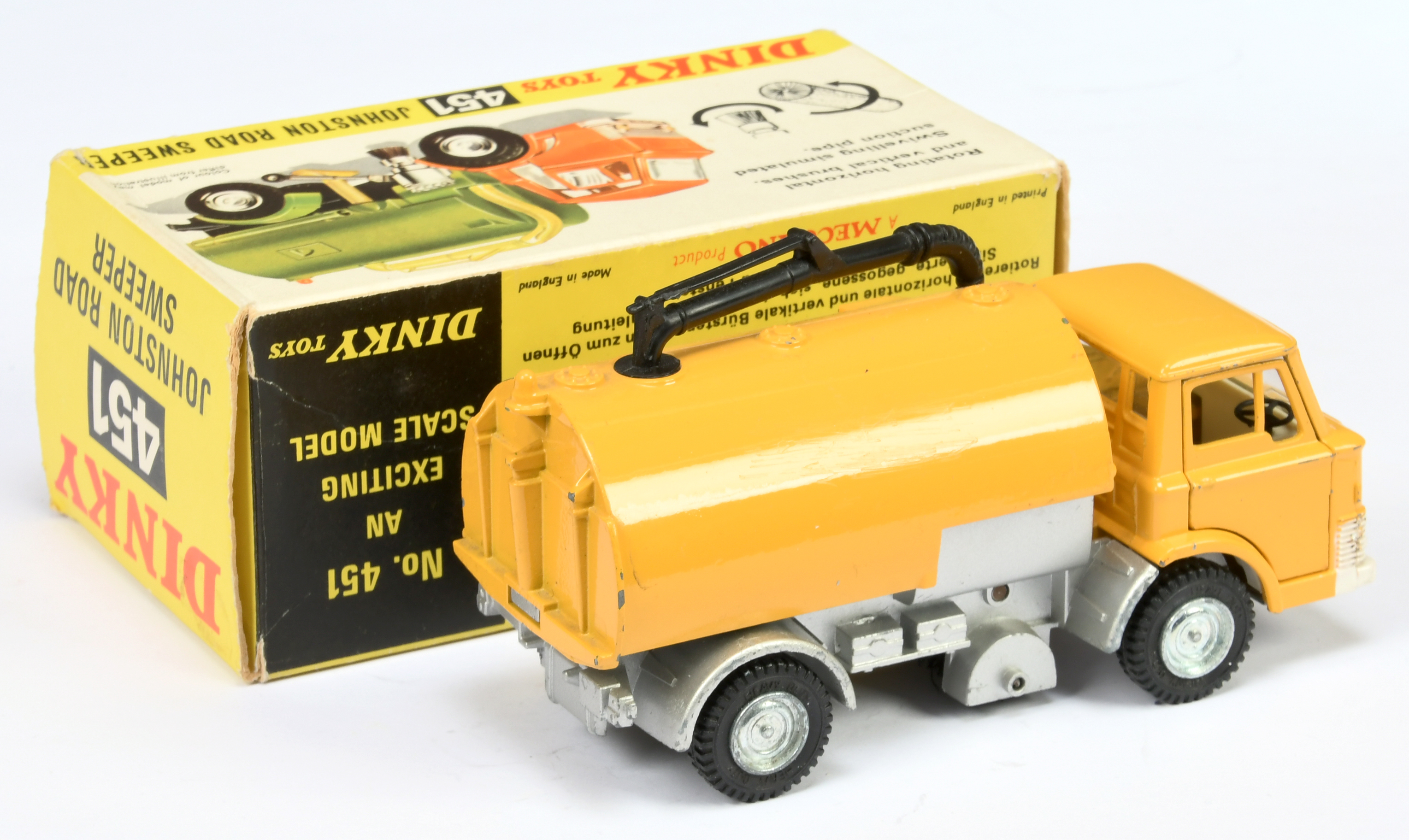 Dinky Toys 451 Johnston (Ford) Road Sweeper - promotional issue - Yellow cab and back, white fron... - Image 2 of 2