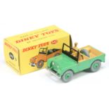 Dinky Toys 340 Land Rover - mid-green including rigid hubs with grey treaded tyres, deep cream in...