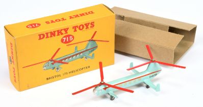 Dinky Toys 715 Bristol 173 Helicopter - Turquoise, red including blades 
