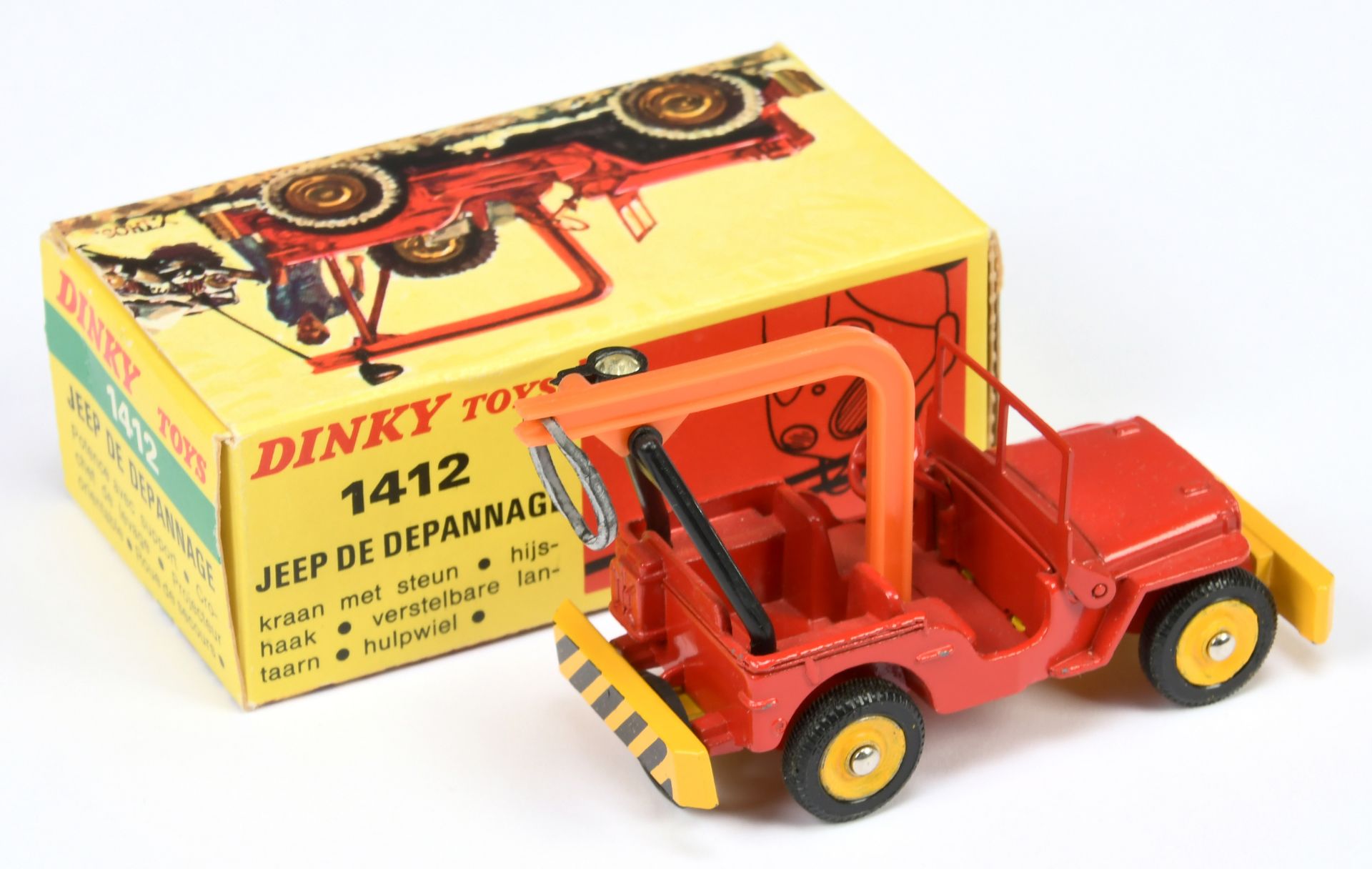 French Dinky Toys 1412 Jeep De Depannage - Red and yellow including concave hubs, orange plastic ... - Image 2 of 2