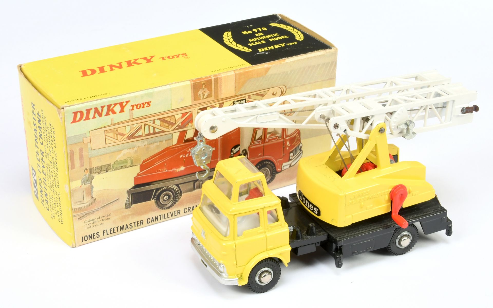 Dinky Toys 970 Jones Fleetmaster Cantilever Crane - Yellow cab and ballast, white interior and ji...