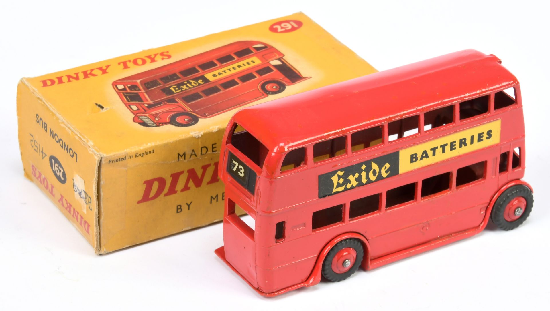 Dinky Toys 291 Doubles Decker Bus (Type 3) "Exide Batteries"  - Red body and rigid hubs with blac... - Bild 2 aus 2