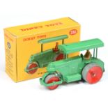 Dinky Toys 251 Aveling Barford Road Roller - Mid-green body and canopy, red metal wheels, tan fig...