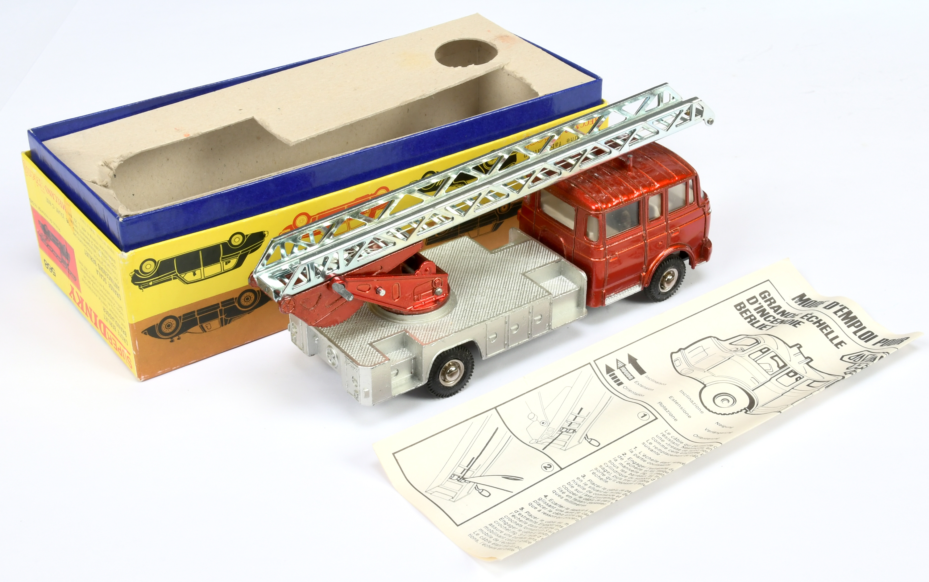 French Dinky Toys 568 Berliet Turntable Fire Escape - Metallic red cab and ballast, silver platfo... - Image 2 of 2