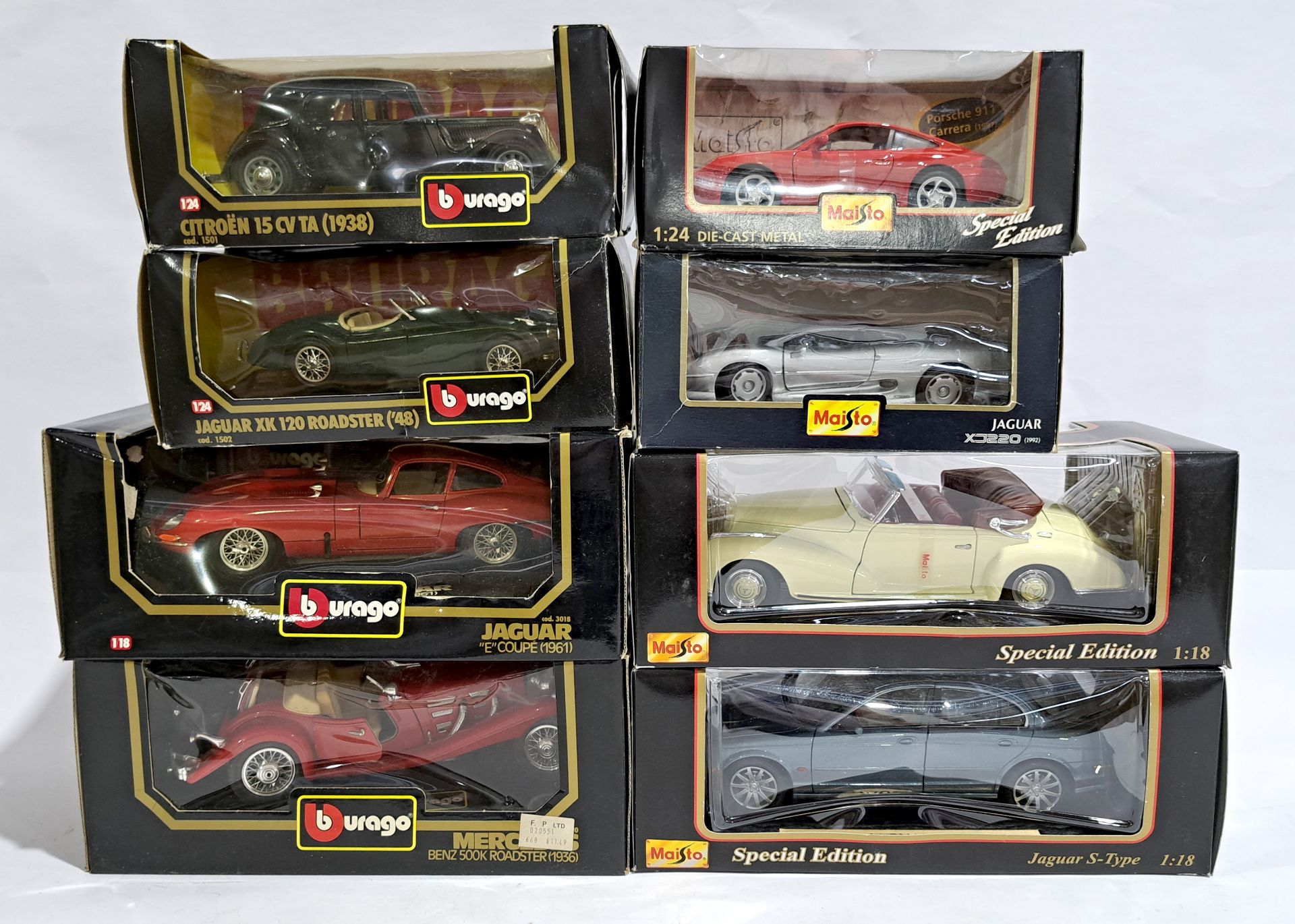 Bburago & Maisto 1:18, 1:20 & 1:24 scale, a boxed car group