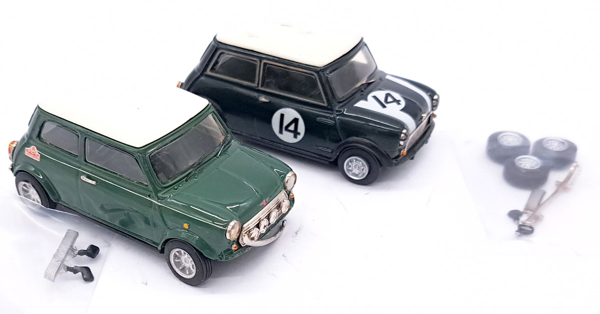 SMTS "Voiturette", a boxed pair of white metal Mini Cooper Rally models - Image 3 of 4