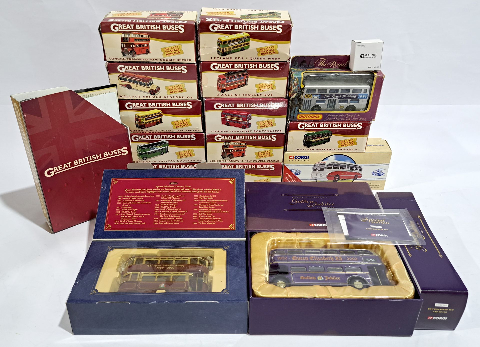 Corgi, Matchbox & Atlas Editions, Bus & Coach related, a boxed group