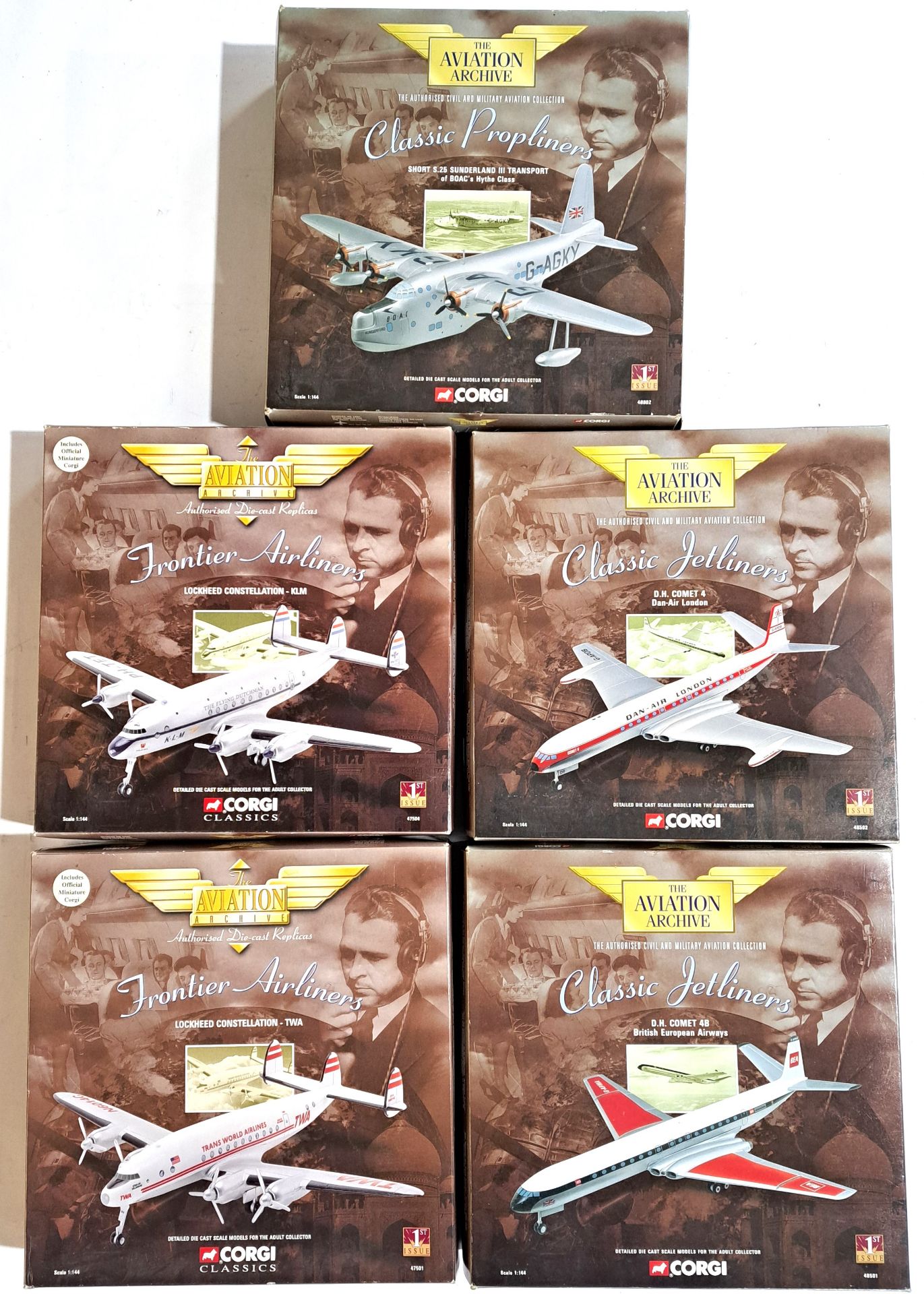 Corgi Aviation Archive, a boxed 1:72 scale group comprising of "Classic Propliners"