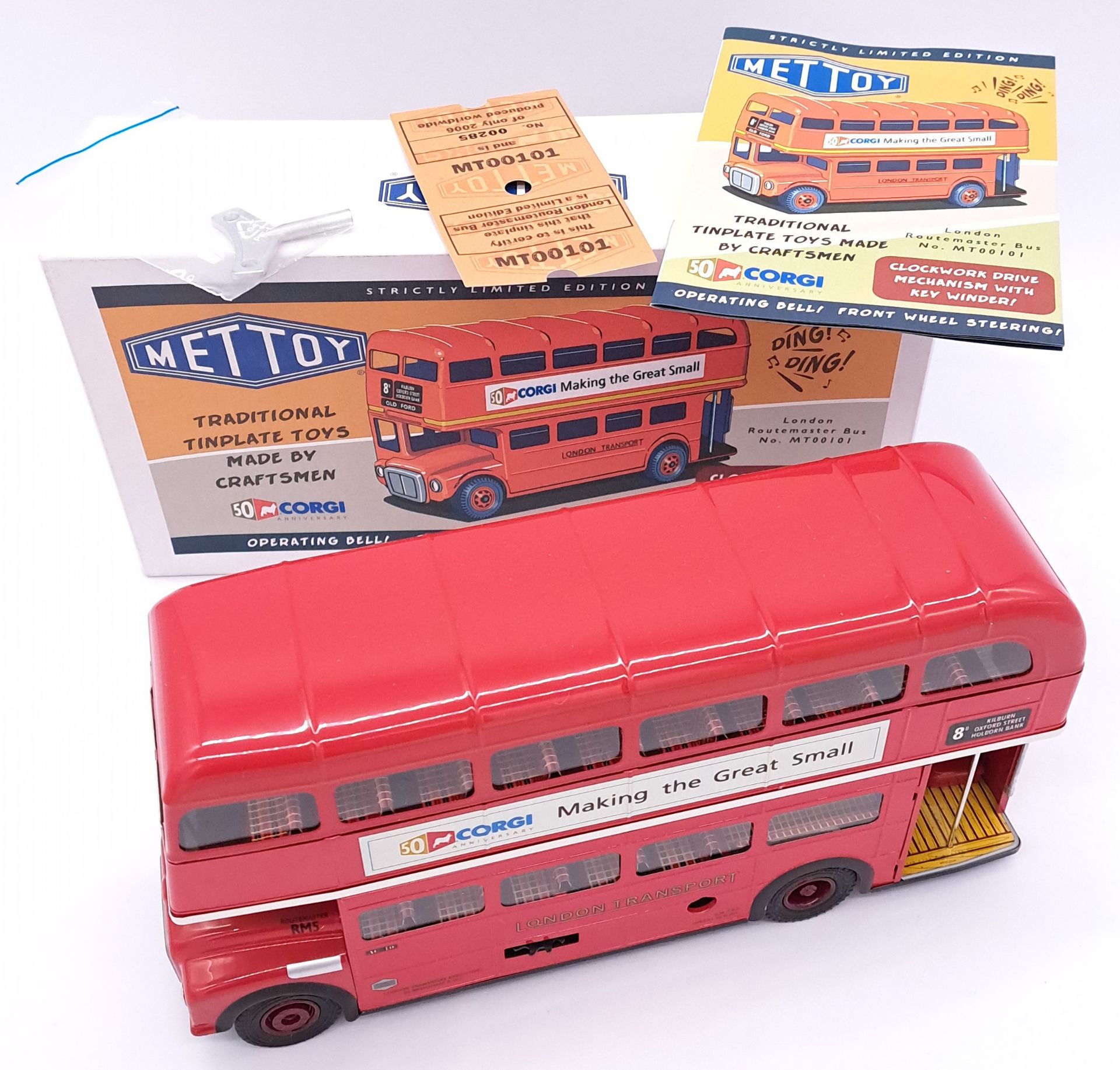 Corgi (Mettoy) MT00101 Clockwork Tinplate "London Transport" Routemaster Bus