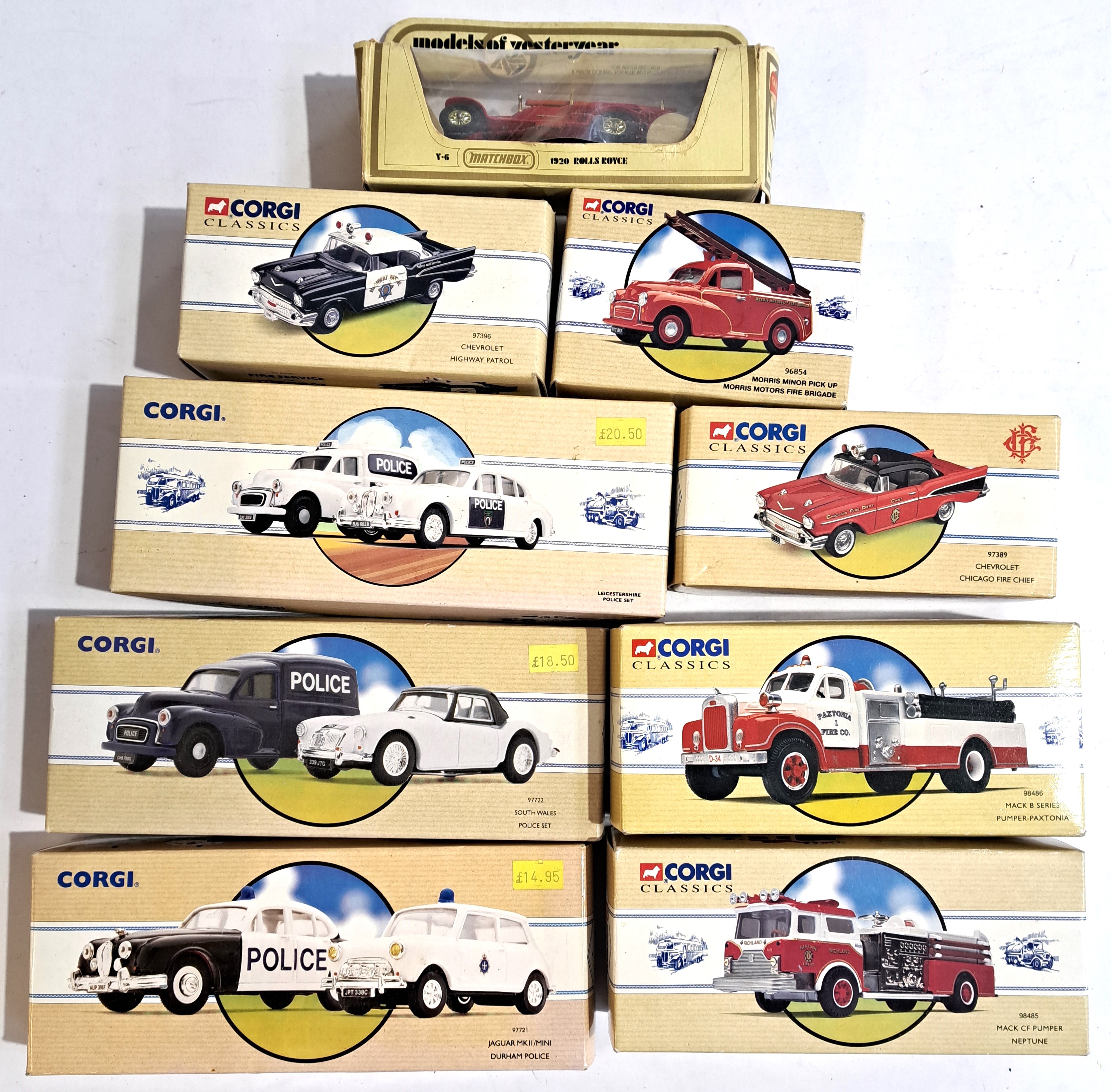 Corgi Classics & Matchbox Models Of Yesteryear, a boxed emergency group