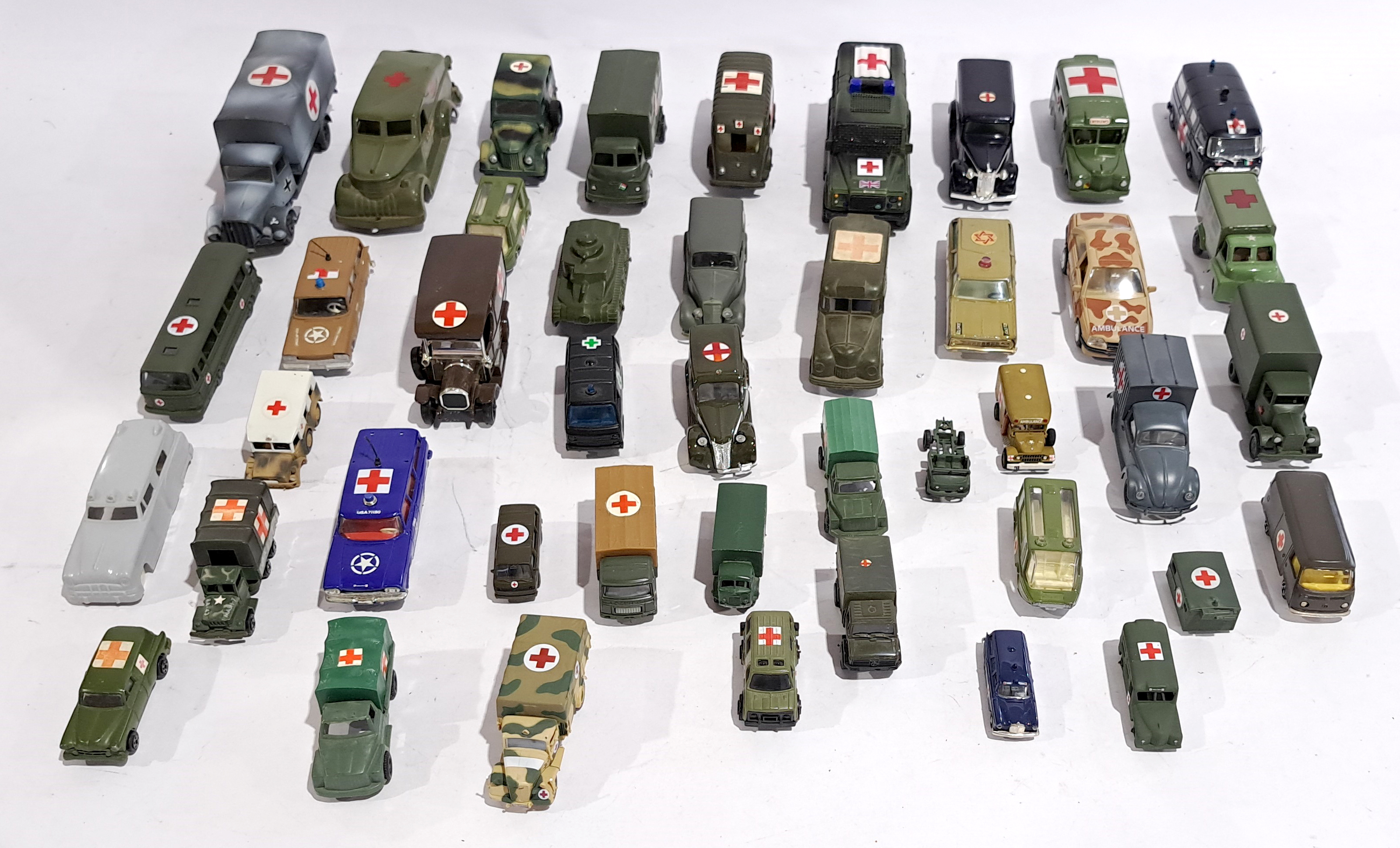 Dinky, Majorette, Budgie Toys & similar, Military Ambulance & similar, an unboxed group